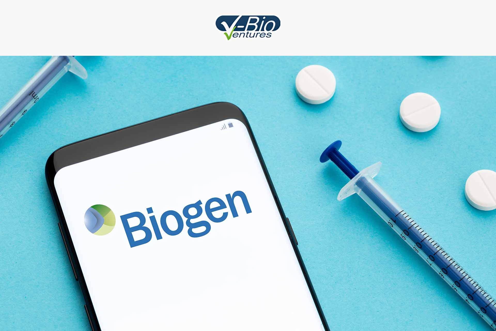 Biogen logo on a phone screen