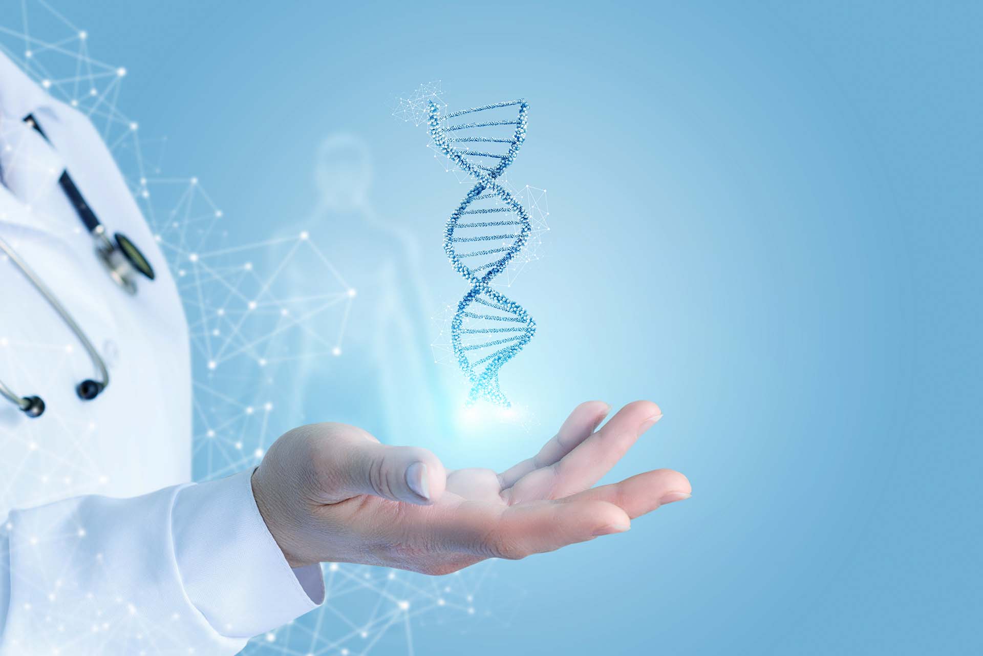 doctor holding DNA visualization